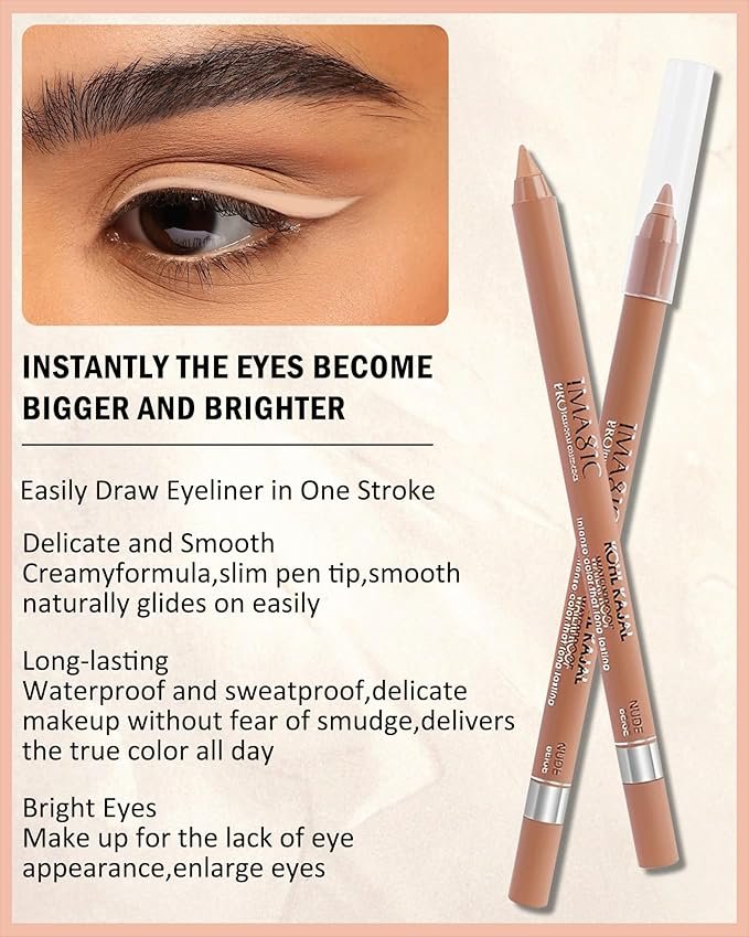 LADY MODEL IMAGIC Nude Beige Kohl Kajal Waterproof 1.3g | Long-Lasting, Smudge-Proof Eyeliner for Bold & Precise Eye Makeup - Image 3