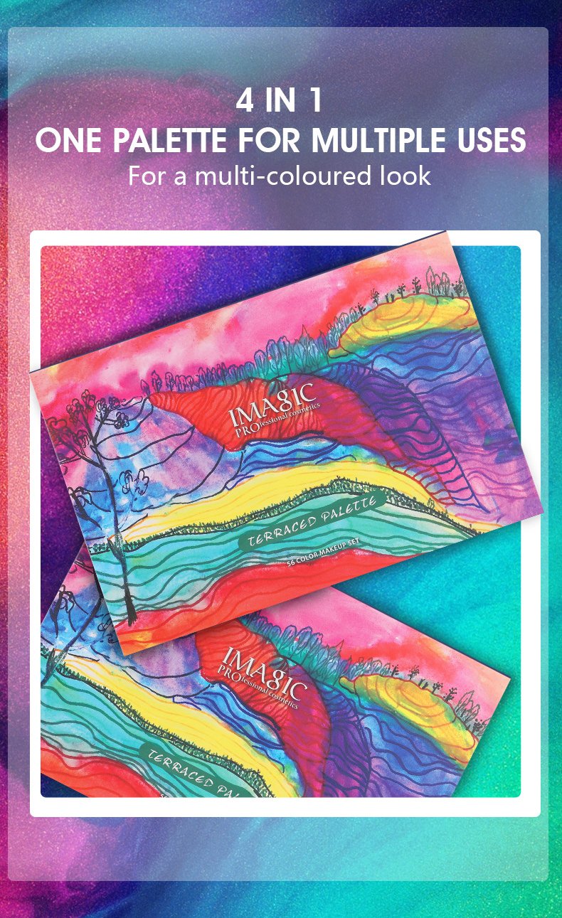 IMAGIC 56-Color All-in-One Makeup Palette | Comprehensive Eyeshadow, Highlighter, Blusher, Contour Kit | Professional Pigmented Colors for Every Look - Image 4